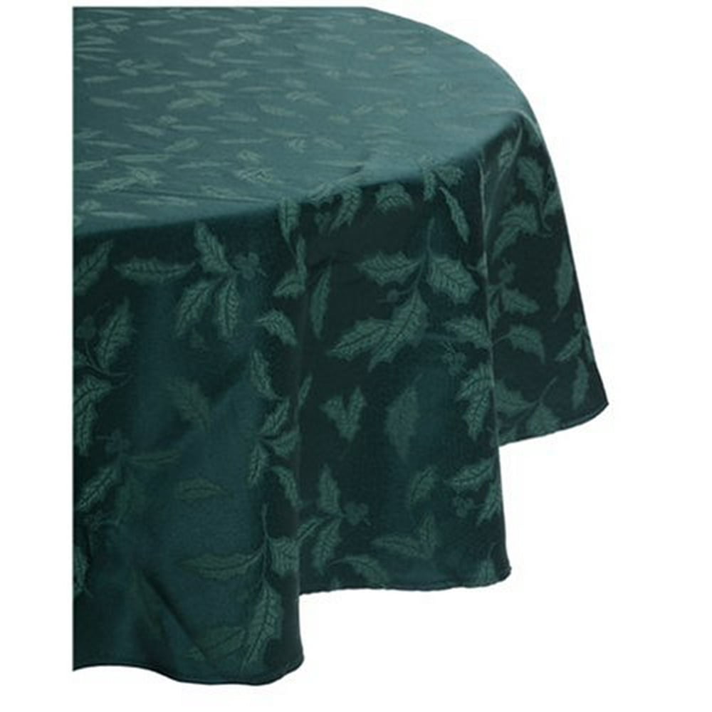 Lenox Holly Damask Tablecloth, 70Inch Round, Green