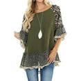thumbnail image 2 of aturustex Women Top 3/4 Sleeve Floral Boho Patchwork Tunic Blouse Causal Loose Tunic T-Shirt Fall, 2 of 7