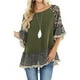 thumbnail image 2 of VISgogo Blusa de media manga para mujer, tops holgados de cuello redondo con estampado floral de leopardo, camisa informal de estilo simple VISgogo moda, 2 of 7
