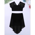 thumbnail image 3 of iEFiEL Girls Splice Cap Sleeves Ballet Dance Outfit Crop Top with Mesh Skirt Dancewear, 3 of 7