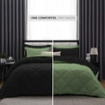 thumbnail image 3 of DNG Creations 5 Piece Reversible Diamond Pattern Comforter Solid - 100% Egyptian Cotton, 800 TC ( Oversized Queen - Size ) All-Season 550 GSM ( Moss/Black Colour ), 3 of 7