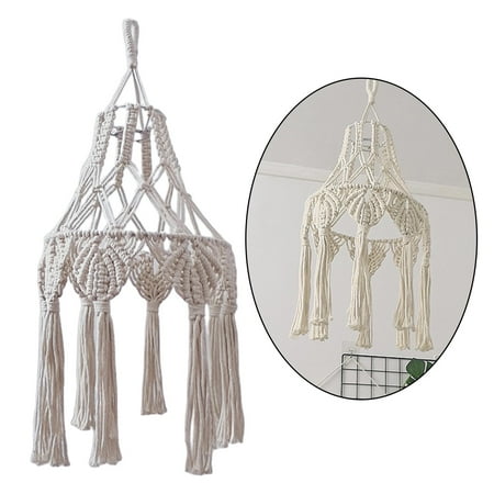 

Knitting Tassel Lamp Shade Ceiling Light Shade Chandeliers Shades Macrame Woven Lamp Cover for Living Room Bedroom Baby room and home Decor