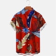 thumbnail image 4 of ALLLIST Collared Men's Shirts Short Sleeve Hawaiian Button Down Shirts Red Casual Clothes for Men, 4 of 5