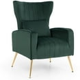 thumbnail image 1 of Costway Velvet Upholstered Wingback Chair with Lumbar Pillow & Golden Metal Legs Turquoise, 1 of 8