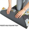 thumbnail image 3 of Darkgray Daisy Flower Green Leaves Pattern Hot Yoga Mat Towel Non Slip for Hot Yoga - Quick-Drying Yoga Mat Cover with 4 Corner Pockets with Travel Bag - Hot Yoga Towel Non Slip 74"x26", 3 of 6