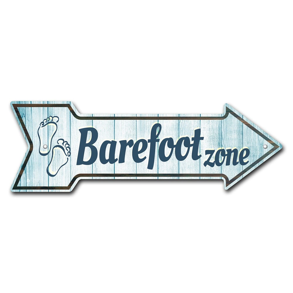 Barefoot Zone Arrow Sign Funny Home Décor 18" Wide