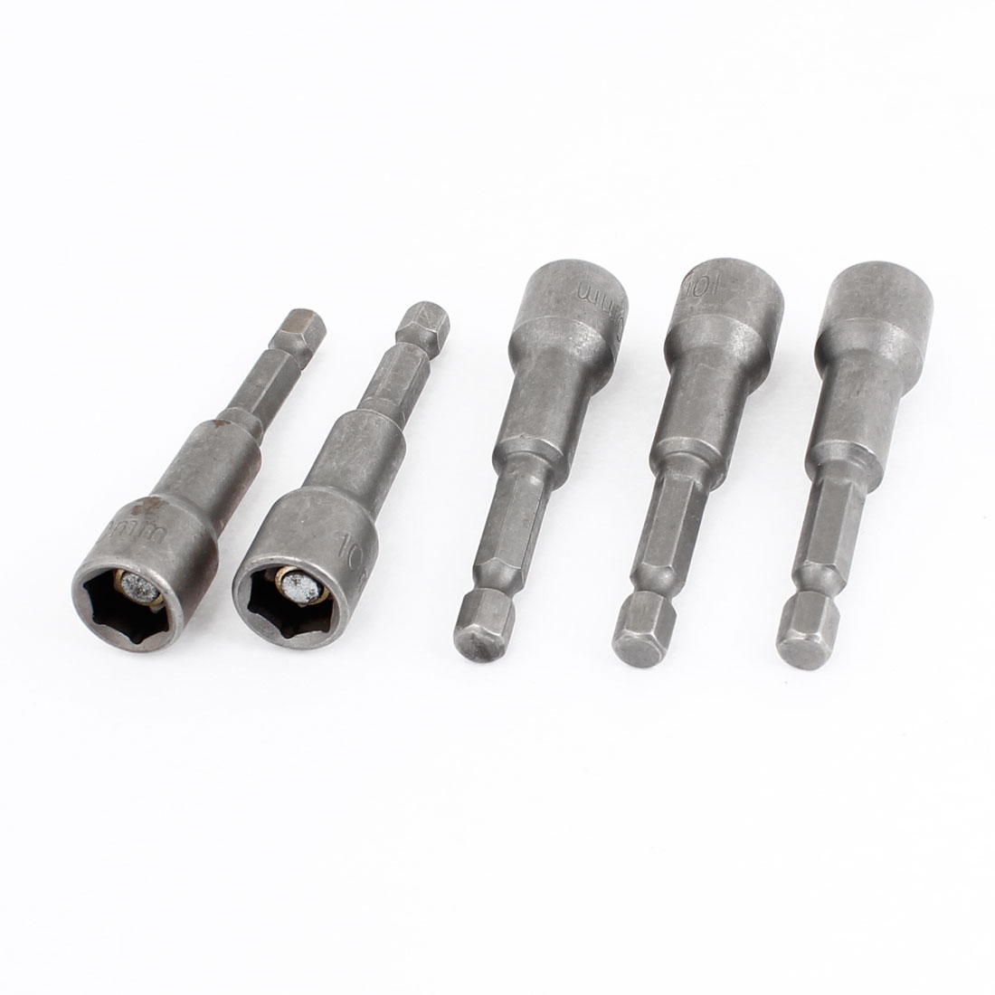 5 Pcs 65mm Long 10mm Hex Socket Nut Driver Setter Gray