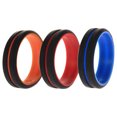 thumbnail image 1 of Juego de anillos de boda de silicona de 2 capas de línea media - Negro por ROQ para hombres - Anillo de 3 x 16 mm, 1 of 1