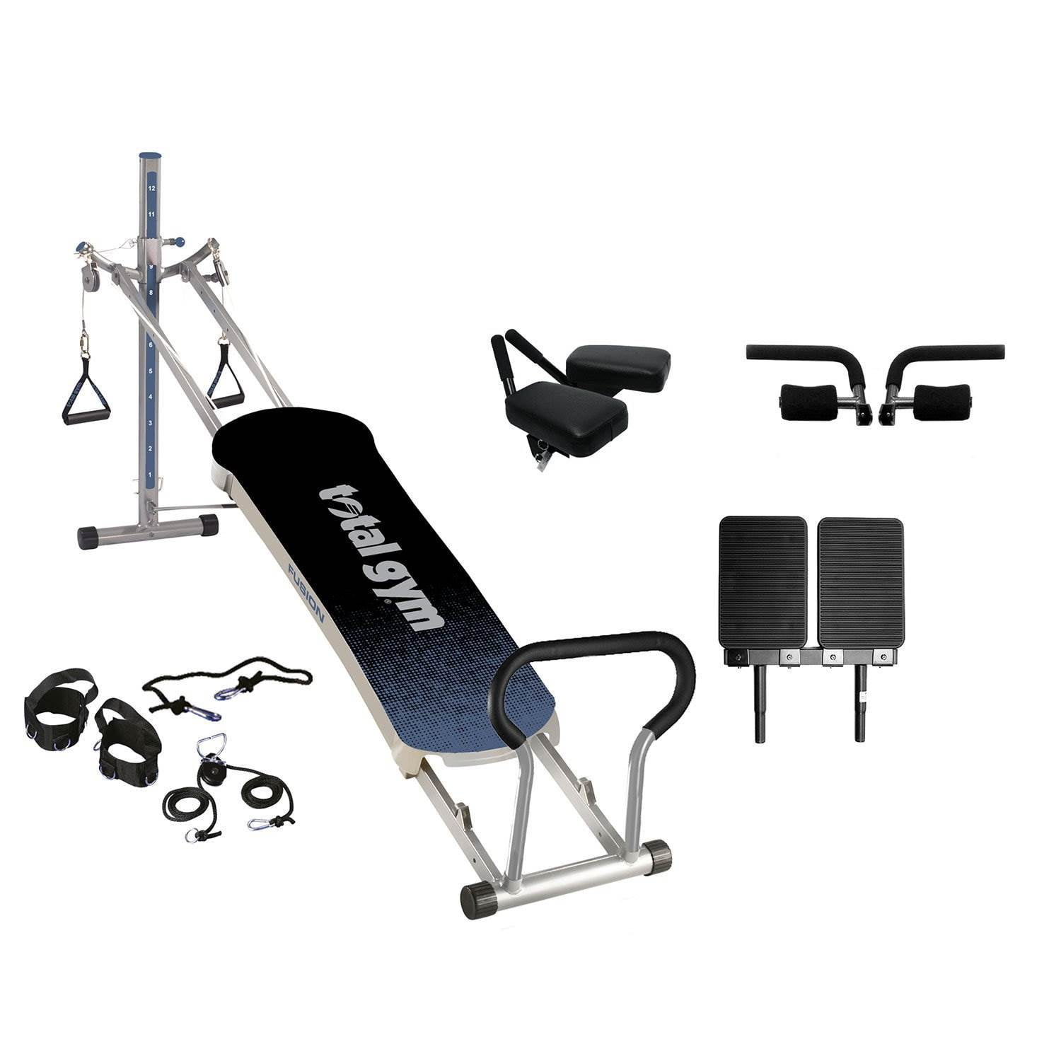 Total Gym Fitness Fusion Full Body Workout Home Exercise Machine, Grey
