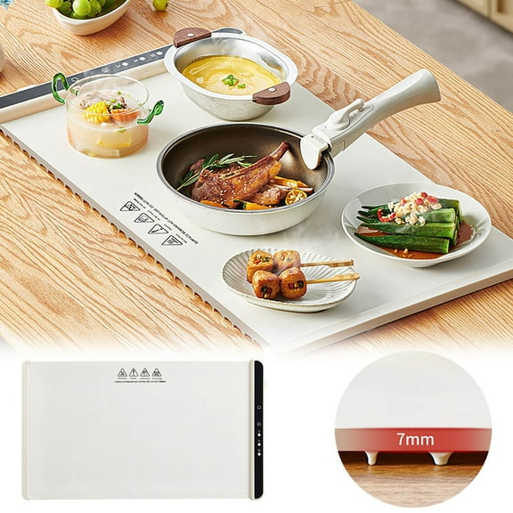 Food Warming Mat Extra Large, Rapid Heating Electric Warming Tray with Temp Setting and 6 Hours Timer, 26"x15"Foldable Warming Mat for Food, Portable Food Warmers for Parties Buffet, White