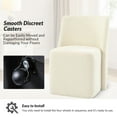 thumbnail image 4 of Upholstered Dining Chair with Casters Armless Accent Chair with Wheels Dining Room Kitchen Linen, 4 of 7