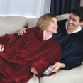 thumbnail image 4 of Huggle Hoodie, Ultra Plush Hooded Blanket Robe, Premium Fleece, Blue, As Seen on TV, 4 of 5