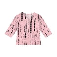 thumbnail image 4 of CCRFTGI Cute Tops for Kids Girls 10-12 3/4 Sleeve Button V Neck Polka Dots Big Sister Outfit Tee Tops Summer Trendy Loose Comdy Basic T-Shirts Pink 9-10 Years, 4 of 4