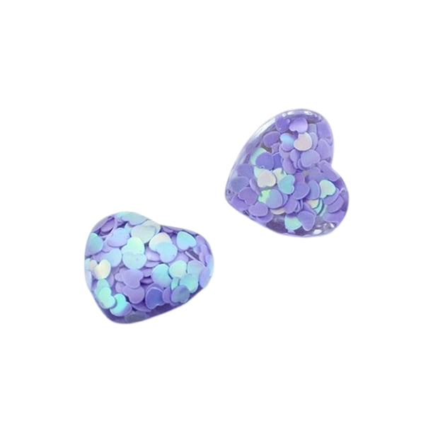 2 piezas de cuentas para pendientes, bricolaje, manualidades, corazón, lentejuelas, pendientes, fabricación de joyas, accesorio de decoración Ropa, zapatos y accesorios Miscelánea Púrpura claro Minnieouse AP015729-03