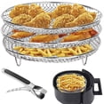 thumbnail image 3 of MesaSe 3 Pcs Air Fryer Rack with Anti-scalding Clip Stainless Steel Removable Air Fryer Stacking Rack  Air Fryer Dehydrator Rack Reusable Air Fryer Rack Accessories for Baking Roasting 7., 3 of 10