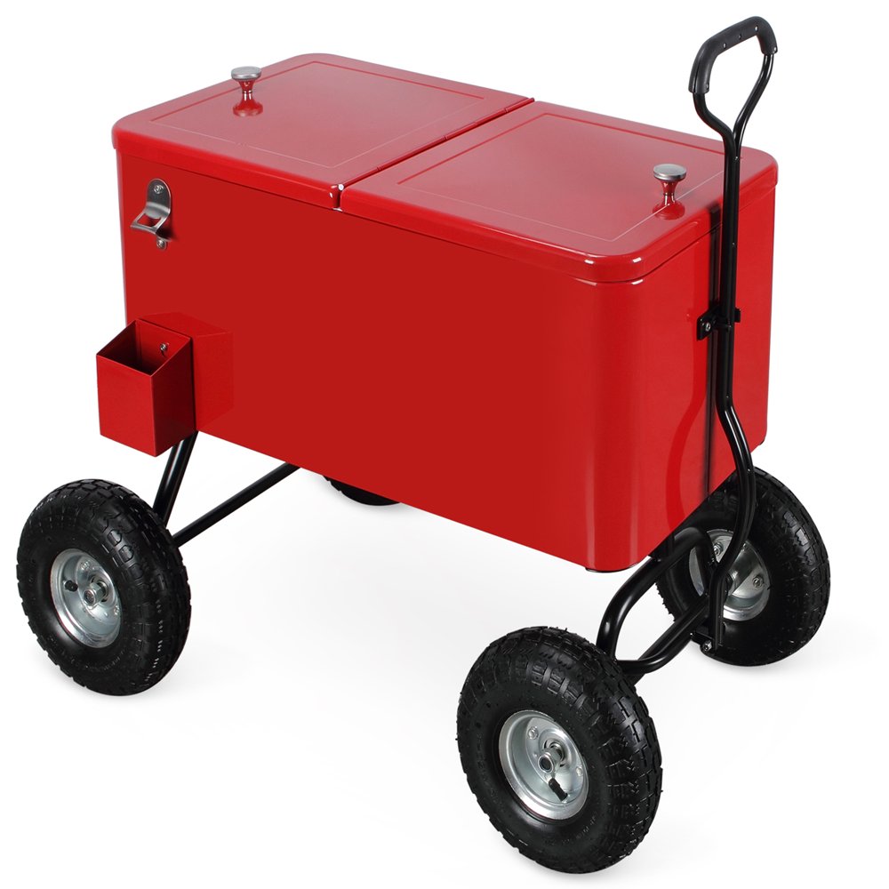 BELLEZE 80 Qt Party Beach Patio Portable Rolling Ice Chest
