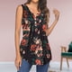 thumbnail image 2 of Tops estampados en color sólido sin mangas con botones y cuello redondo a la moda para mujer Fridja  qr3274, 2 of 5