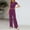 01 Purple, variant on YueHuiYing Lounge Sets for Women Casual Workout Set Short Sleeve Crop Tops and Wide Leg Sweatpants Tracksuit Summer