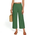 thumbnail image 4 of Bainana Women'S Regular Fit Straight Leg Pants Solid Color Elastic Waist Trousers With Pockets Ladies Party Play Palazzo Pants Green1 Size Xl, 4 of 6
