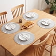 thumbnail image 3 of REGALWOVEN Set of 6 Round Woven Placemats, Farmhouse Placemats with Tassel for Dining Table Decor Indoor Outdoor Washable Kitchen Table Mat Silver 15x15inch, 3 of 6