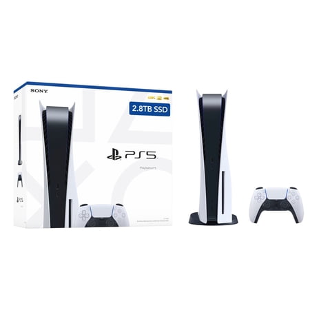 Sony PlayStation 5 Upgraded 2.8TB PCIe Gen 4 NVNe SSD Gaming Console Disc Drive Version, Controller - Original White - PS5 Disc Version JP Region Free