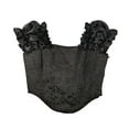 thumbnail image 7 of Womens Off Shoulder Corset Tops Ruffle Boned Vintage Corsets Bustier Lace Up Renaissance Overbust Waist Trainer Black, XXL, 7 of 7