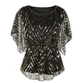 thumbnail image 2 of PrettyGuide Women's Sequin Blouse Tops Sparkly Beaded Evening Formal Party Dressy Tops, Medium, 2 of 6
