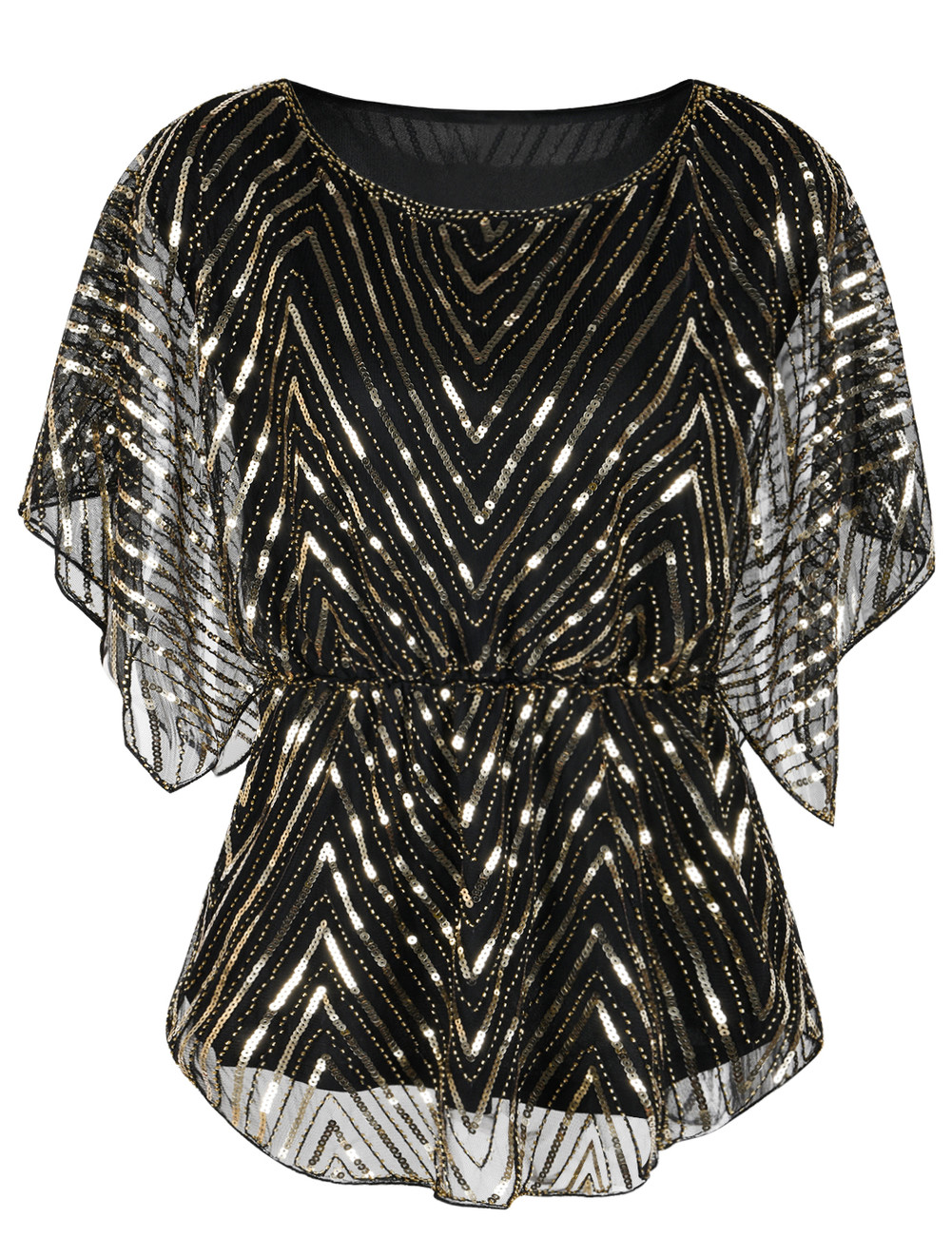 PrettyGuide Women s Sequin Blouse Tops Sparkly Beaded Evening Formal Party Dressy Tops XX Large Walmart