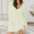thumbnail image 5 of WTXUE Long Sleeve Dress, Women's Ladies Loose V-Neck Mid Length Dress Knit Sweater PUllover, White Dress Women, White 2XL, 5 of 7