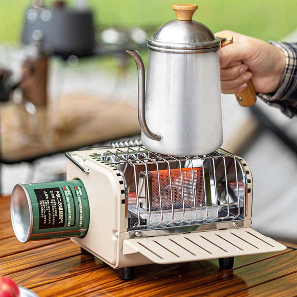Portable Heater Camping Stove, Adjustable Temperature Outdoor Camping Heating Cooking Stove with Insulated Shelf & Handle, 3 in 1 Hands Warmer Equipment for Tent, Fishing, Hiking