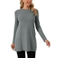 thumbnail image 1 of Vestido de suéter de otoño e invierno para mujer INSPIRE CHIC, de cuello redondo, de manga larga, suéter tunic oversized, suéter pullover suelto en forma de A, color gris L, 1 of 6