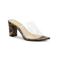thumbnail image 1 of BLISSFUL STEP Women's Clear Point Toe High Block Heel Mules Slides Sandals Leopard 6, 1 of 8