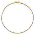 thumbnail image 3 of 14k Tri-Color Bracelet Chain Styles Rope Women's 1.5 mm 7 in Tri-colored Diamond-cut with Lobster Clasp, 3 of 3