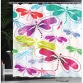 thumbnail image 4 of Ambesonne Abstract Shower Curtain, Hydrangea Dragonflies, 69"Wx84"L, Multicolor, 4 of 5