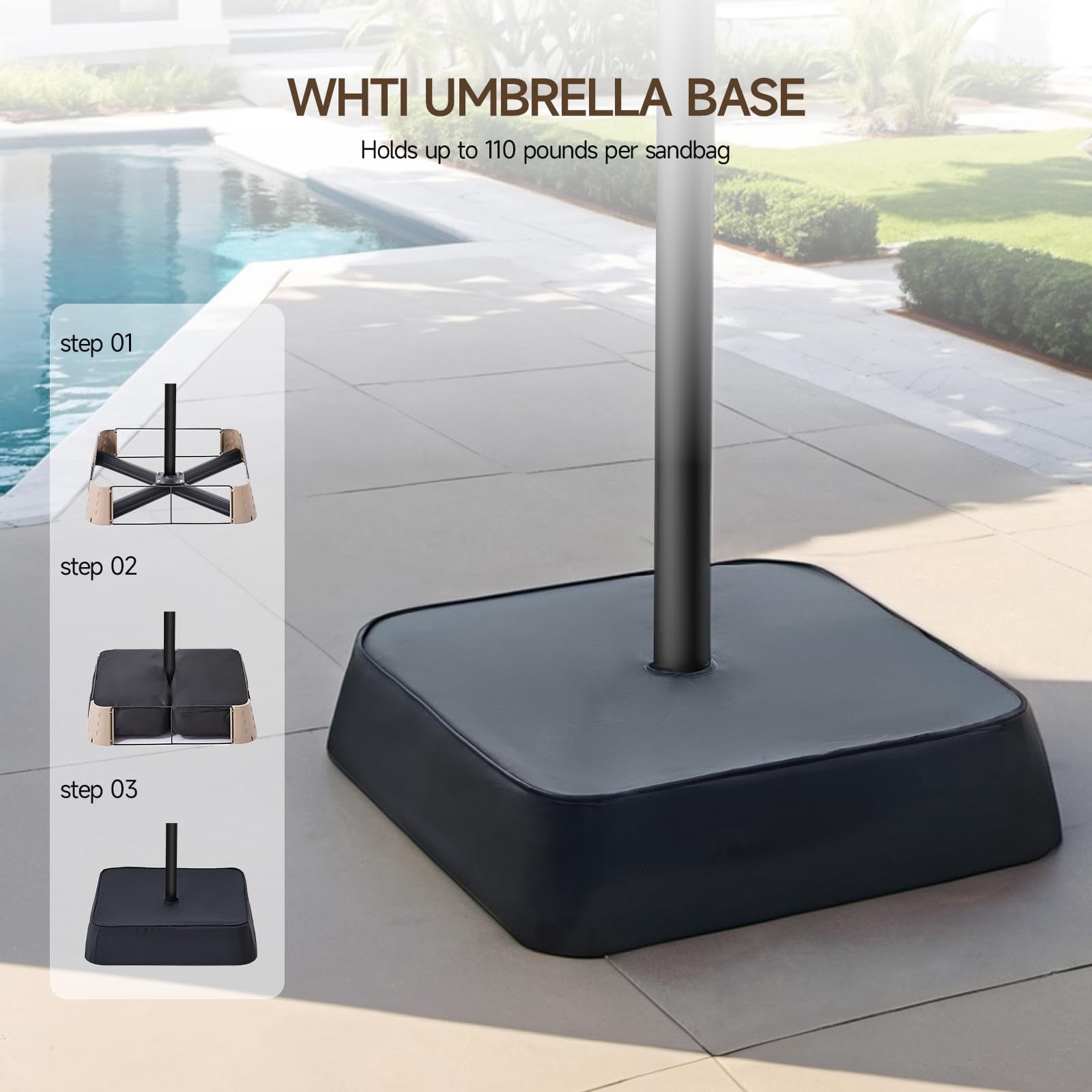 ONBRILL Patio Umbrella, 8x13FT Cantilever Double-Sided Rectangular Umbrella w/Free Height Adjustment