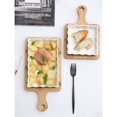thumbnail image 4 of Ceramic Baking Pan Cheese Baked Rice Home Baking Plate with Wooden Mat Scald Proof Handle, 4 of 4
