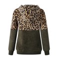 thumbnail image 4 of jsaierl Fleece Hoodies for Women Sherpa Leopard Pachwork Sweatshirt Top Long Sleeve Warm Quarter Zip Pullover with Pockets, 4 of 5