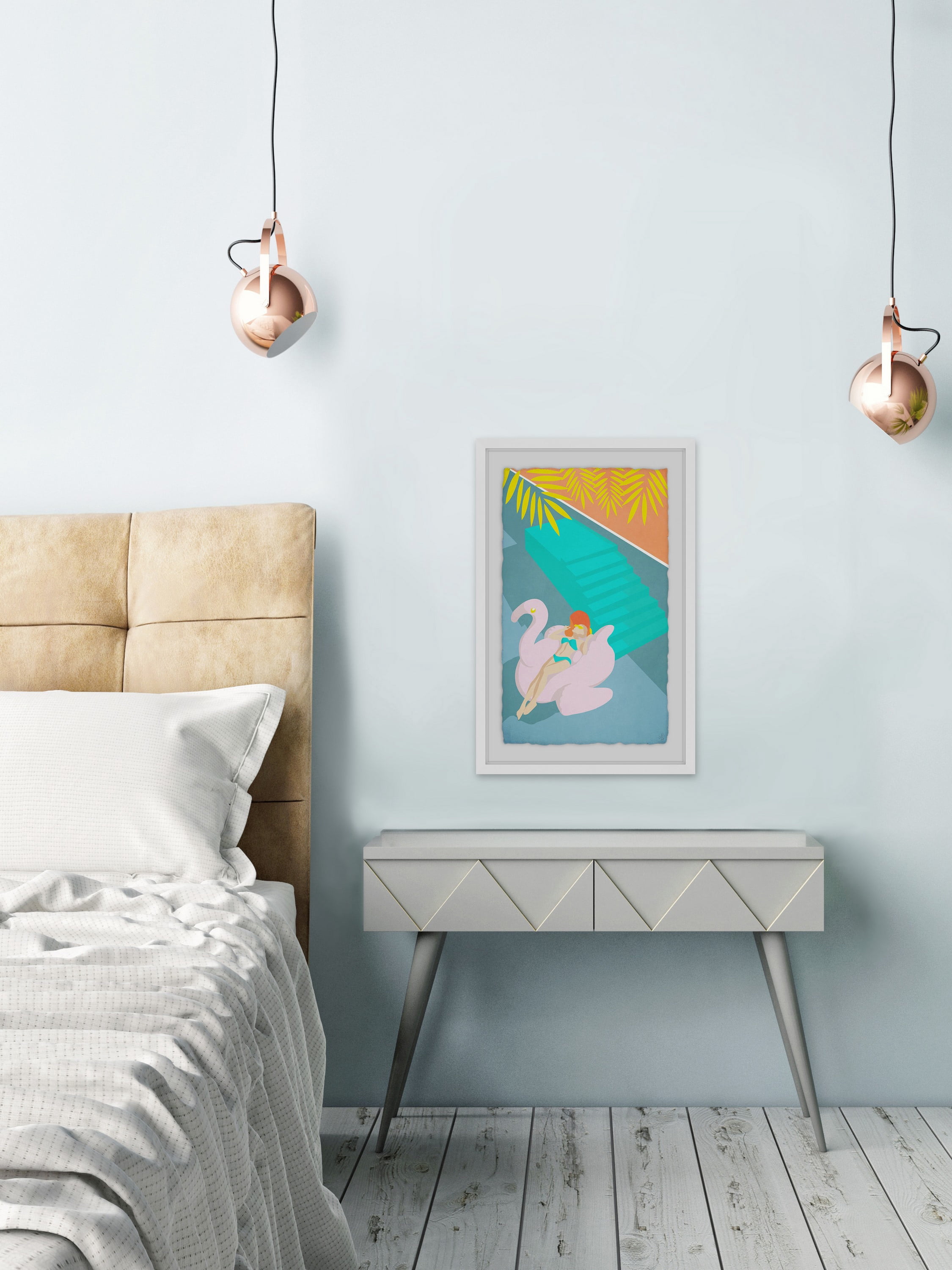 Summer Floater Framed Painting Art Print, 30.00" x 1.50"