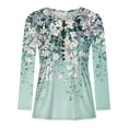 thumbnail image 5 of EchfiProm Womens Fall Tops Long Sleeve Loose Shirts Floral Graphic Blouse Pleated for Ladies, 5 of 5