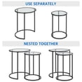 thumbnail image 5 of Round Nesting End Table Set of 2, Stacking Side Tables with Metal Frame & Tempered Glass Top, Coffee Tables for Small Space Living Room Office, Black, 5 of 6