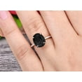 thumbnail image 3 of 1.75 Carat Oval Cut Black Diamond Moissanite Engagement Ring Bottom Moissanite Diamond HALO Designed Bridal Ring Wedding Ring 10K Rose Gold Anniversary Gift, 3 of 6