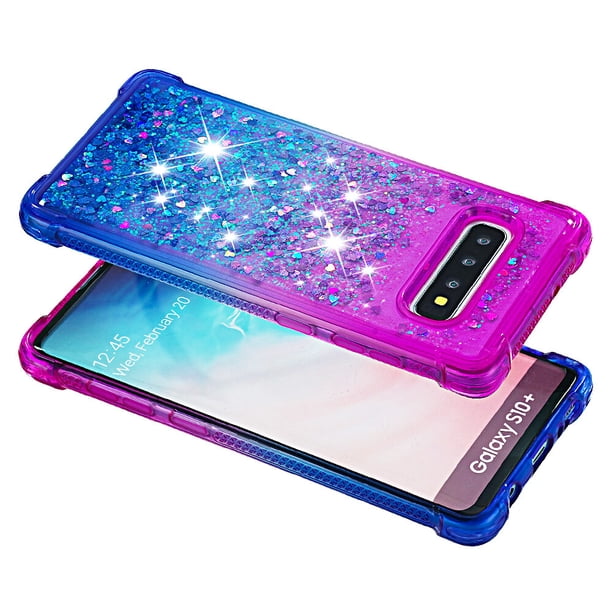 Funda para Samsung Galaxy S10 Plus Transparente con Brillos Carcasa Protectora Antigolpes con Glitter Brillante