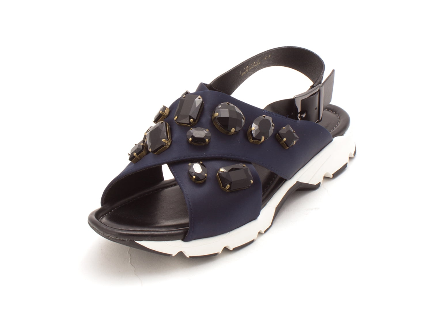 Size 5.5 ALL BLACK Womens Royal Cross Open Toe Casual Slingback Sandals Navy