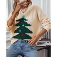 thumbnail image 6 of Womens Sweaters Crew Neck Pullover Festive Christmas Tree Sweaters for Womens Cozy Cream Knit with Colorful Christmas Tree Design, 6 of 7