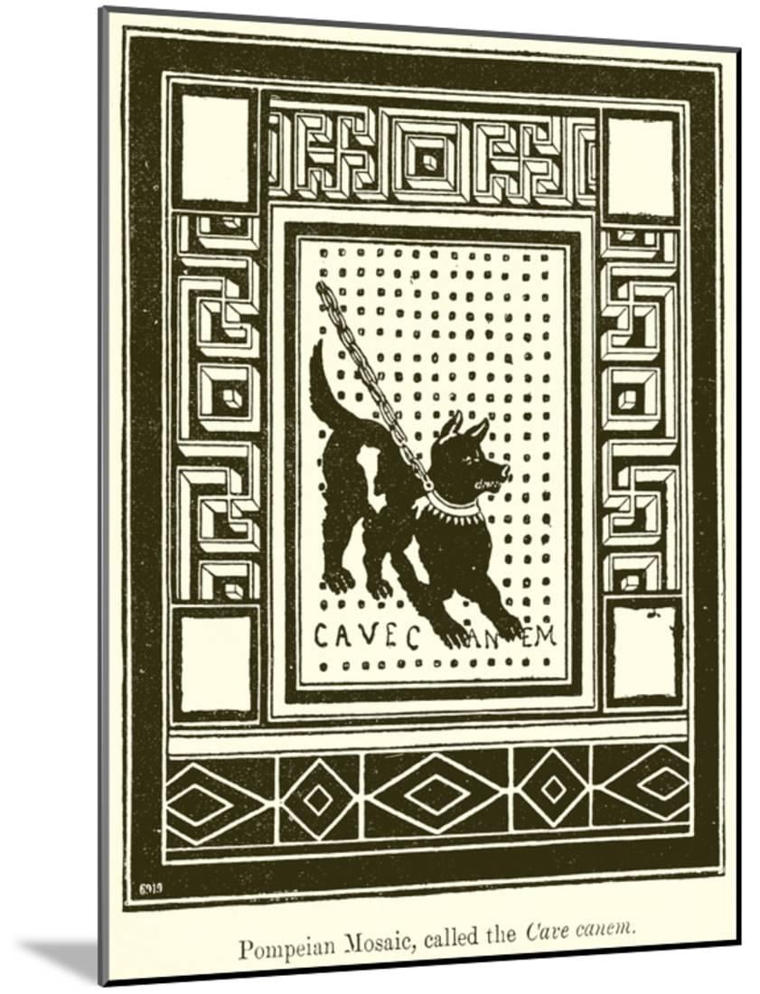 Pompeian Mosaic Called The Cave Canem Wood Mounted Print Wall Art Walmart Com