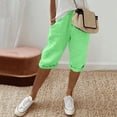 thumbnail image 4 of Ediodpoh Womens Pants Fashion Solid Large Pocket Elastic Casual Pants Pocket Capris for Summer Women Light Green#1 XL, 4 of 6