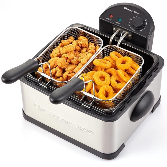 Freidora eléctrica Elite Gourmet de 4,5 qt con doble cesta, 1700 W
