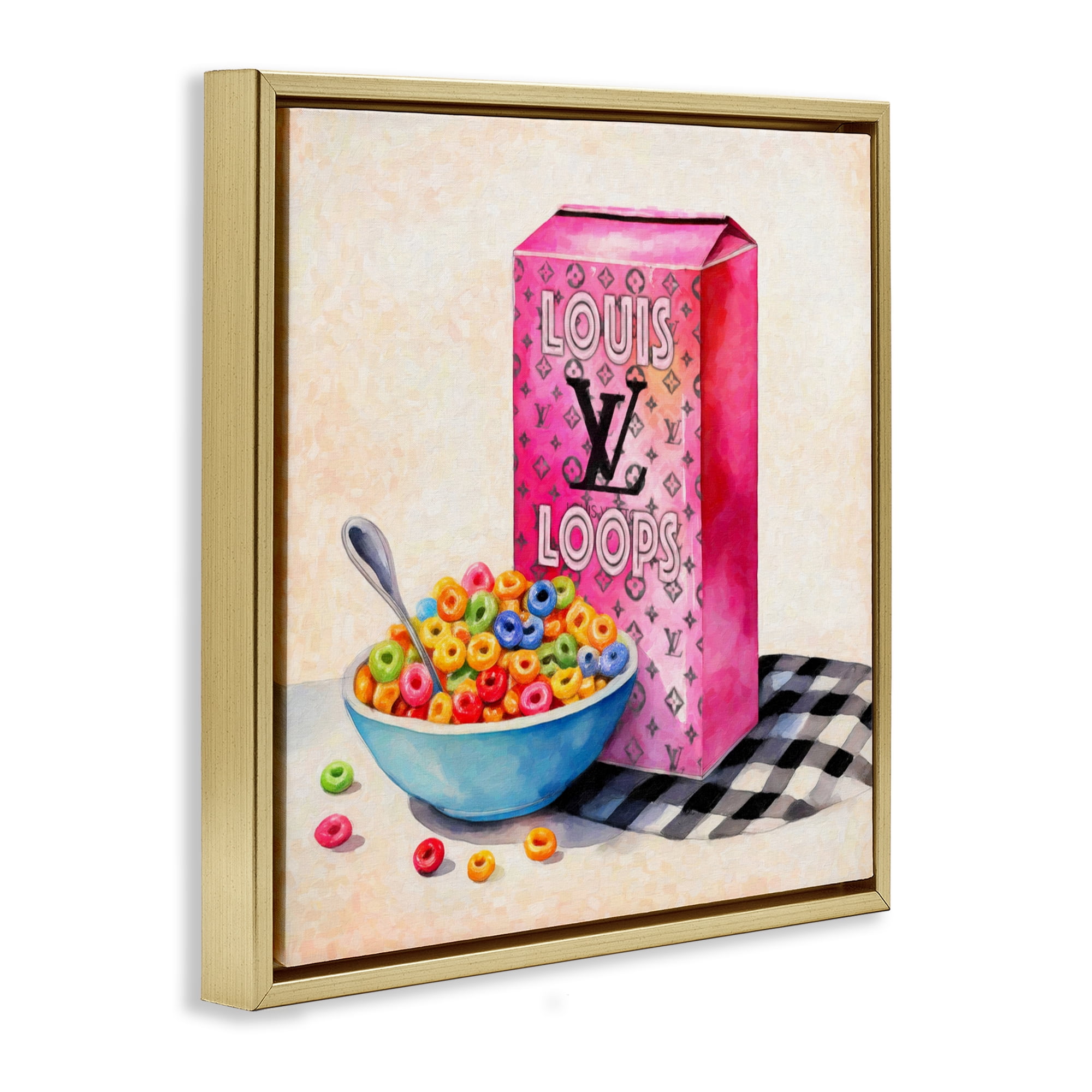 Stupell Industries Fashion Loops Cereal Gold Framed Floater Canvas Wall Art, design by Grotto Studios