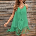 thumbnail image 4 of CNKOO Robe de Plage à Franges pour Maillot de Bain (Vert Armée Taille Unique), 4 of 7