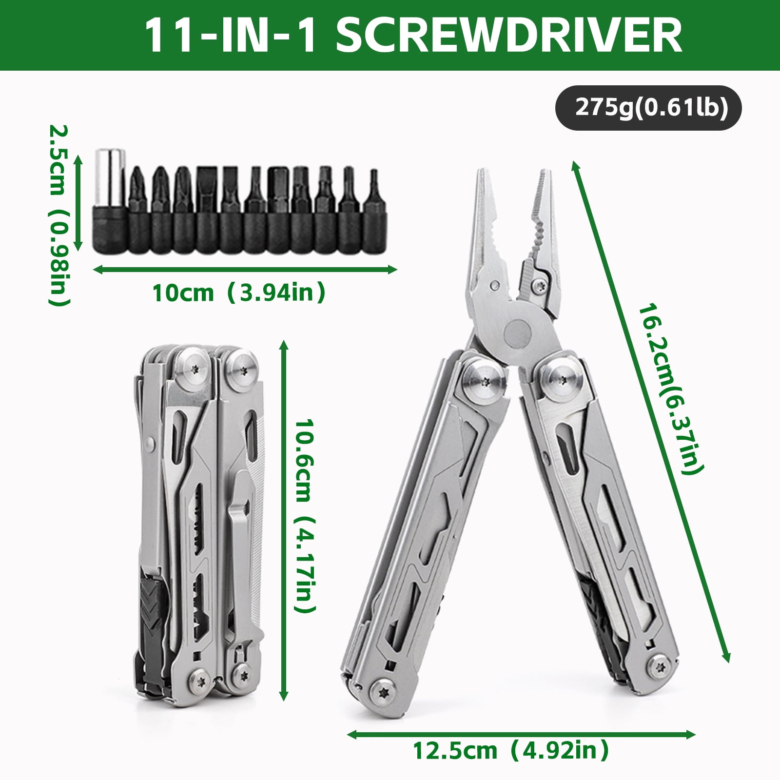 Multitool with Pocket Knife, 28-in-1 Stainless Steel Needle Nose Pliers with Screwdrivers, Self-locking Multi tool EDC Gear with Sheath, Ideal for Survival, Outdoor, Camping